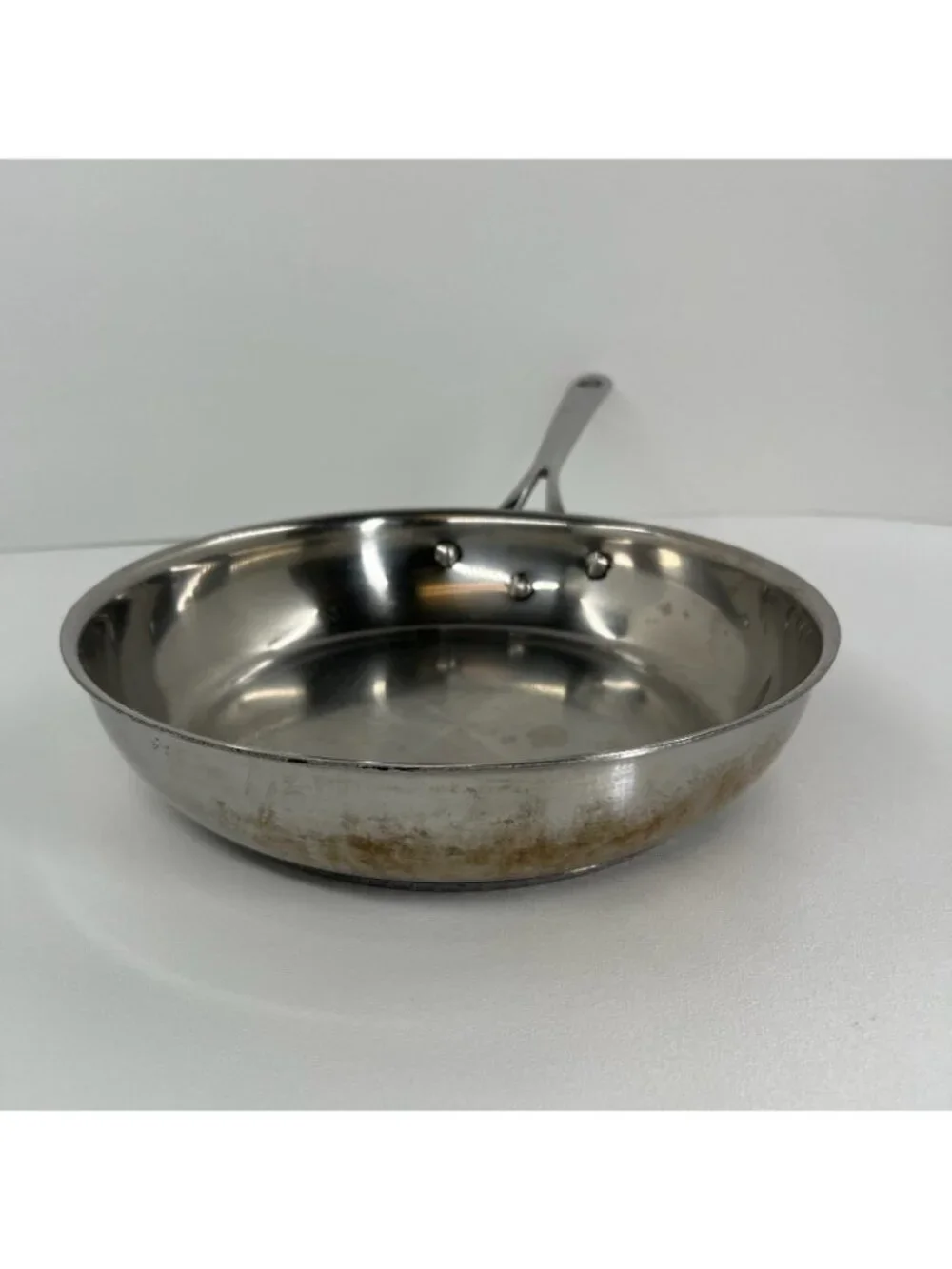 Dacor Hot Dots Stainless Steel Frying Pan Long Handle 10 in Skillet Round Silver